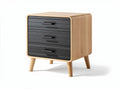 Wooden nightstand with three drawers and black slat front design 50 x 40 x 45cm