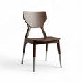 Wooden dining chair with modern design in dark brown and metal legs 45 x 45 x 80cm