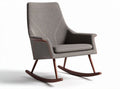 Rocking chair with beige upholstery and wooden legs 80 x 70 x 80cm