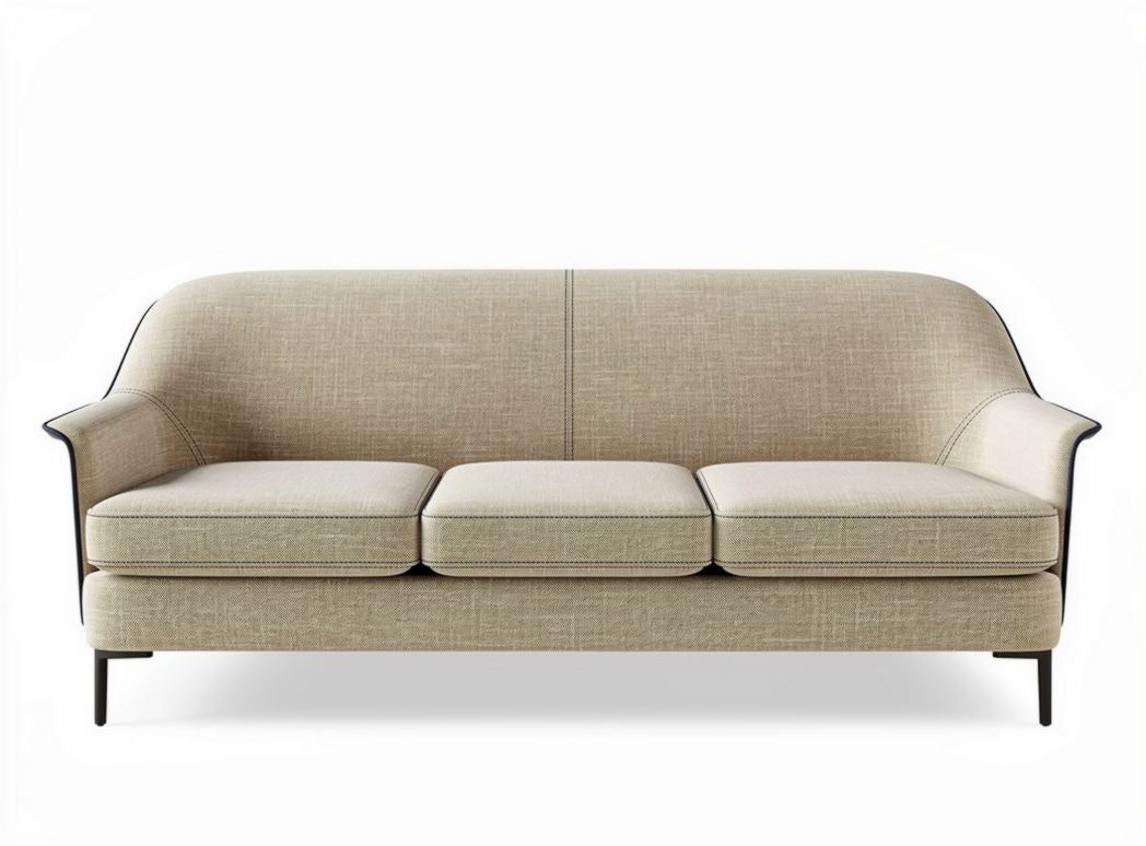Modern fabric sofa with three seats in light beige color 200 x 85 x 90cm