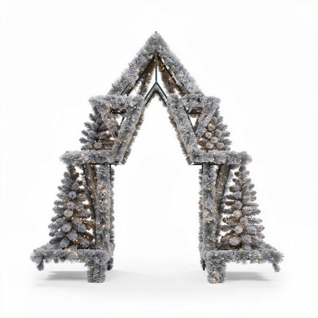 Artificial Christmas tree stand with snowy finish and LED lights 40 x 30 x 60cm