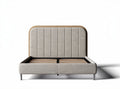 Fabric upholstered bed frame with wooden headboard and metal legs 200 x 160 x 100cm