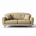 Two-seat upholstered sofa in yellow fabric with wooden legs 180 x 85 x 75cm